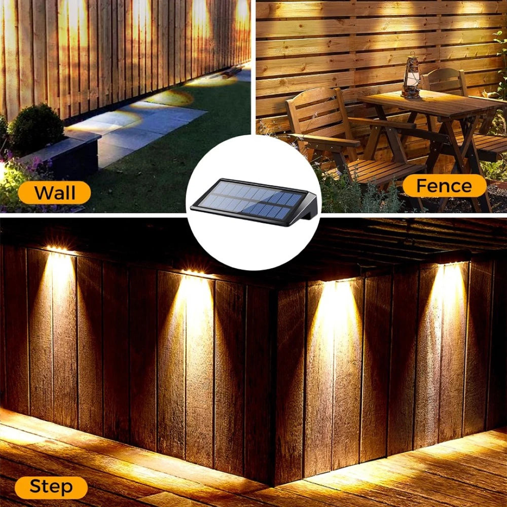 Outdoor Solar Fence and Deck Lights, 2-Pack