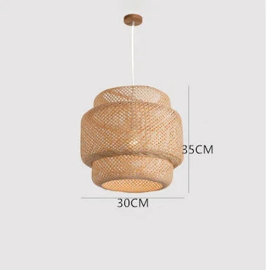 Bamboo Modern Pendant Light with Hand Woven Shade for Bedroom and Dining Room
