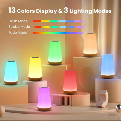 13-Color RGB Touch Lamp – Portable, Dimmable, and Rechargeable Mood Light
