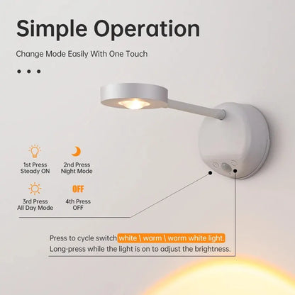 USB Rechargeable Wall Lamp for Bedroom , Living and Kitchen